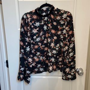 BP Black Floral High Neck Blouse